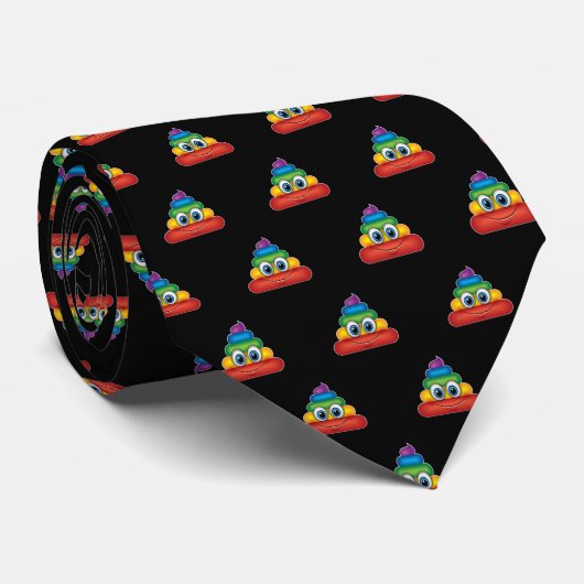 Moderne regenboogpoep-emoji stropdas (Opgerold)