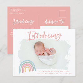 Moderne regenboogroze korrelig die foto's introduc aankondigingskaart