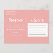 Moderne regenboogroze korrelig die foto's introduc aankondigingskaart (Achterkant)