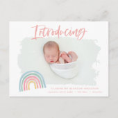 Moderne regenboogroze korrelig die foto's introduc aankondigingskaart (Voorkant)