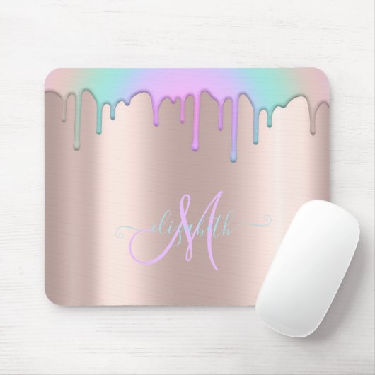 Moderne regenboogschijven Roos Gold Monogram Muism Muismat (Met muis)