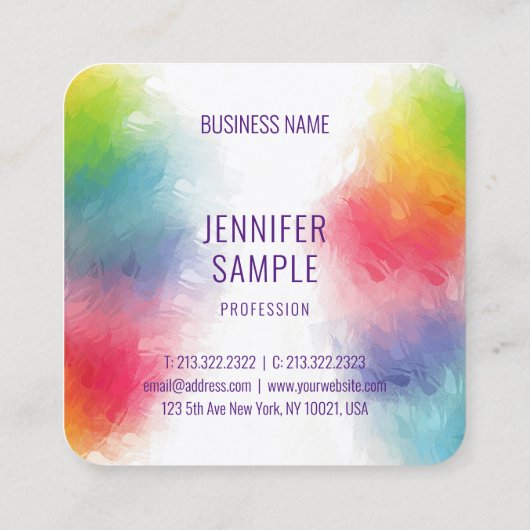 Moderne regenboogSjabloon Professional Vierkante Visitekaartje (Achterkant)