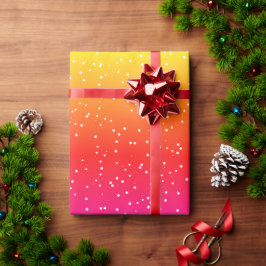 Moderne regenboogsneeuw witte stippen cadeaupapier