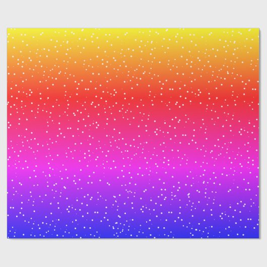 Moderne regenboogsneeuw witte stippen cadeaupapier (Vlak)