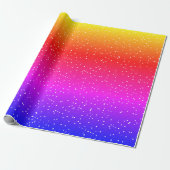 Moderne regenboogsneeuw witte stippen cadeaupapier (Uitgerold)