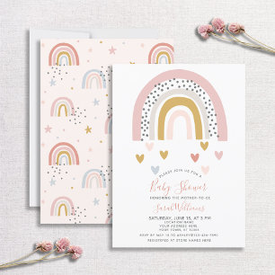 Moderne regenboogsprinkhals Baby shower Kaart