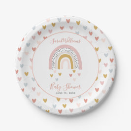 Moderne regenboogsprinkhals Baby shower Papieren Bordje