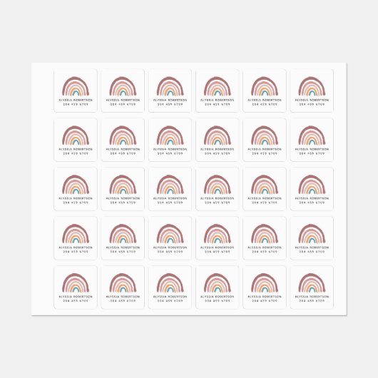 Moderne regenboogstaart Kinderen Labels (Vel)