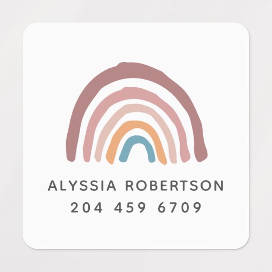 Moderne regenboogstaart Kinderen Labels (Design 2)