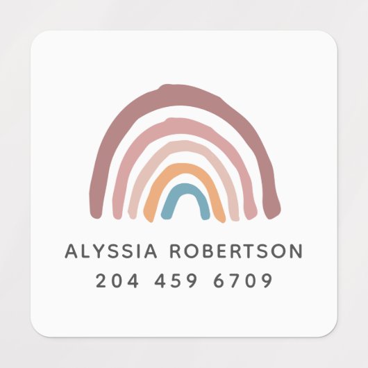 Moderne regenboogstaart Kinderen Labels (Design 1)