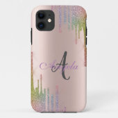 Moderne regenboogstang, Roos Gold, monogram Case-Mate iPhone Case (Achterkant)