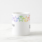 Moderne regenboogster gepersonaliseerde mok (Center)