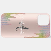 Moderne regenboogstlitter drijft Roos Gold, monogr Case-Mate iPhone Case (Achterkant (horizontaal))
