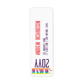 Moderne regenboogstreep etiket (Voorkant)