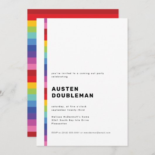 Moderne regenboogstreep komt uit partij kaart (Voorkant / Achterkant)