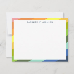 Moderne regenboogstrepen Geometrisch Gepersonalise Notitiekaartje