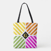 Moderne Regenboogstrepen Initiaal Tote Bag (Achterkant)