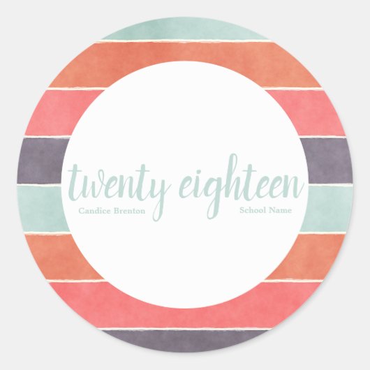 Moderne regenboogstrips Afstuderen aangepaste stic Ronde Sticker (Voorkant)