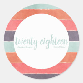 Moderne regenboogstrips Afstuderen aangepaste stic Ronde Sticker