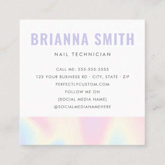 Moderne regenboogtrendy moderne minimale vierkante visitekaartje (Achterkant)