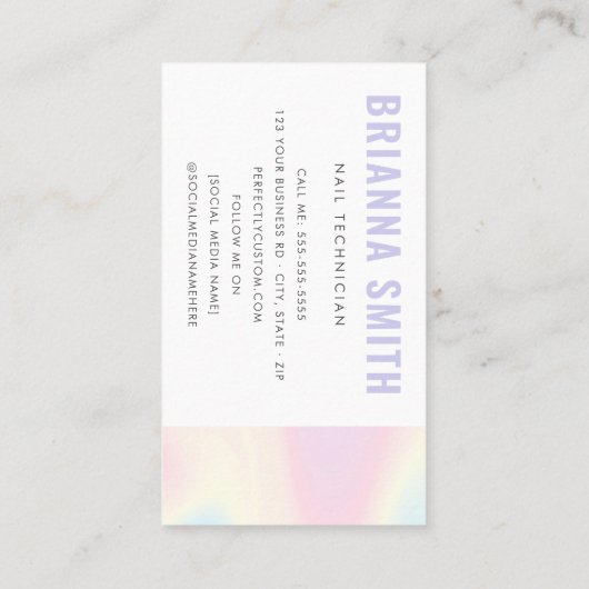 Moderne regenboogtrendy moderne minimale visitekaartje (Achterkant)