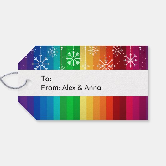 Moderne regenboogvakantie cadeaulabel (Achterkant Horizontaal)