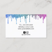 Moderne regenboogvlies Unicorn Glitter rijdt de sc Visitekaartje (Achterkant)