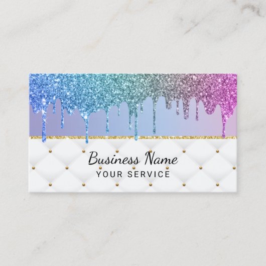 Moderne regenboogvlies Unicorn Glitter rijdt de sc Visitekaartje (Voorkant)