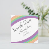 Moderne regenboogweddenschap bespaart de datum (Staand voorkant)