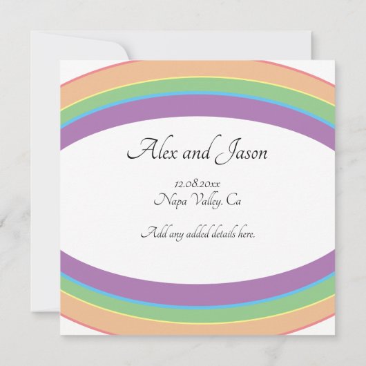 Moderne regenboogweddenschap bespaart de datum (Achterkant)