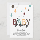 Moderne regendruppels geslachtsneutrale babyshower kaart (Voorkant)
