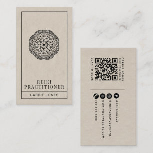 Moderne Reiki-beoefenaar Mandala QR-code Visitekaartje