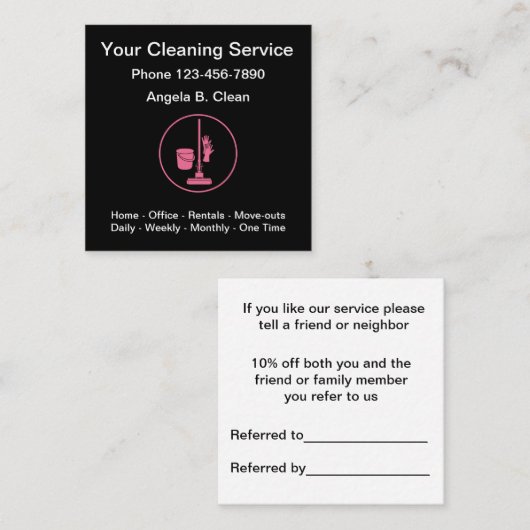 Moderne reinigingsservice en verwijzingskaarten aanbevelingskaartje (Voorkant / Achterkant)