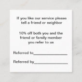 Moderne reinigingsservice en verwijzingskaarten aanbevelingskaartje (Achterkant)