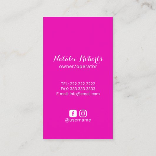 Moderne reinigingsservice - Hot-roze sproei en blo Visitekaartje (Achterkant)