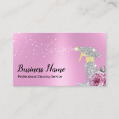 Moderne reinigingsservice Silver Spray Girly Pink Visitekaartje (Voorkant)