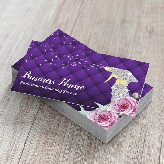 Moderne reinigingsservice Silver Spray Luxury Paar Visitekaartje