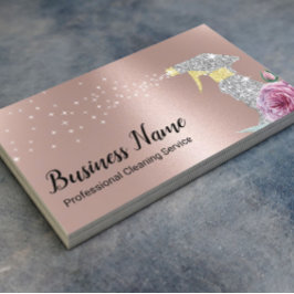 Moderne reinigingsservice Silver Spray Roos Gold Visitekaartje