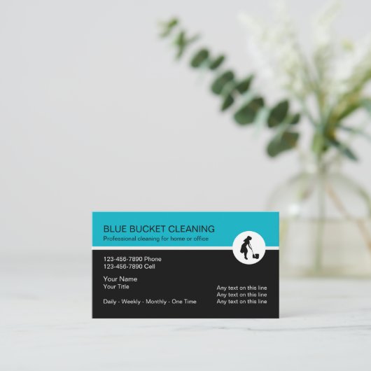 Moderne reinigingsservice — unieke Visitekaartjes (Staand voorkant)