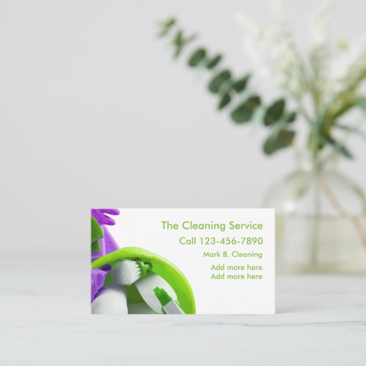 Moderne reinigingsservice visitekaartje (Staand voorkant)