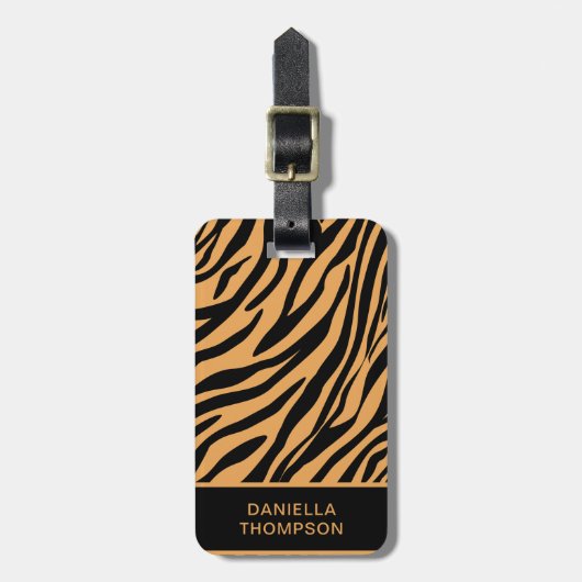 Moderne reis met bengaal Tiger-printerpatroon in h Bagagelabel (Voorkant verticaal)