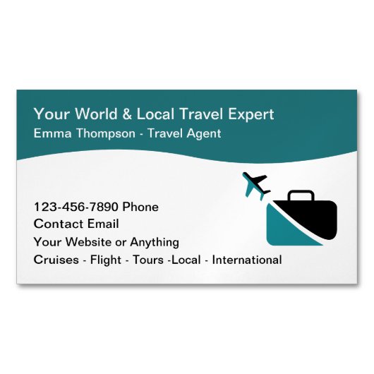 Moderne reisadviseur Agent Broker Magnetisch Visitekaartje (Voorkant)