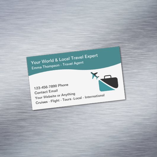 Moderne reisadviseur Agent Broker Magnetisch Visitekaartje (Voorbeeld)