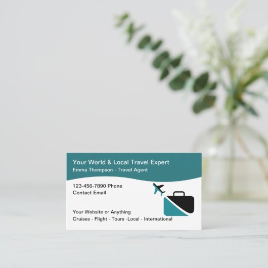 Moderne reisdeskundige agent makelaar visitekaartje (Staand voorkant)