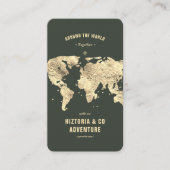 Moderne Reisplanner Avontuur Donkergroen Goud Visitekaartje (Voorkant)