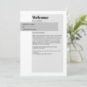 Moderne reisroute voor zwarte en witte bruiloft programmakaart (Staand voorkant)