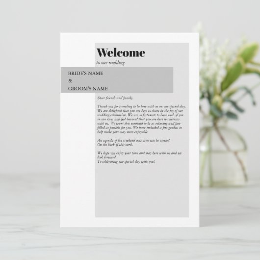 Moderne reisroute voor zwarte en witte bruiloft programmakaart (Staand voorkant)