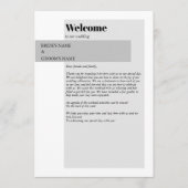 Moderne reisroute voor zwarte en witte bruiloft programmakaart (Voorkant)