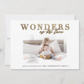 Moderne religieuze chic gouden multi foto Kerst Feestdagenkaart (Voorkant)