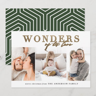 Moderne religieuze chic gouden multi foto kerst feestdagenkaart
